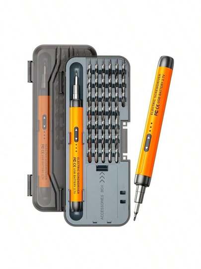 46in1 Mini Precision Electric Screwdriver, Quiet, Rechargeable, High Torque, Multi-Function, Portable, Electric Tool Kit With Transparent Tool Box, For Computer, Phone Repair Tools
