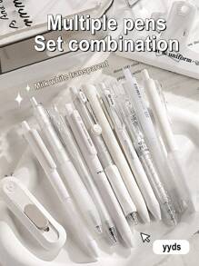 5/10 Pcs Fashionable Retractable Neutral Pens, 0.5mm Fine Point, Black Ink, Quick Dry No Bleed, Smooth Writing Pen, Aesthetic Pens For Writing Drawing Journaling Note Taking, Gifts Suitable For Exams, Office Work & Stationery Back To School