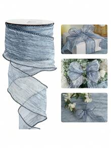 10 Yards-Dusty Rose Wired Crinkle Ribbon For Bow Making,Gift Wrapping, Wreaths & Christmas Tree Bows,Soft Pink Shimmery Metallic-Like Texture, Elegant Wrinkled Surface, DIY Crafts, Holiday Home Decor, Wedding & Party Decorations, Crepe Paper-Like Ribbon,Fish Tail Organza Ribbons,Bows,Headpieces,Garments Accessories