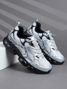 Giày thể thao thường ngày thời trang unisex, giày chạy bộ buộc dây cổ điển, giày sneaker nam phong cách đường phố. - Xám - Xem 5