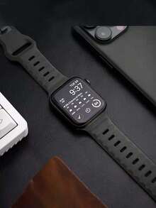 1pc Black Apple Watch Band, Outdoor Sports Climbing Fitness Yoga Waterproof Sweat-Resistant Ultra-Thin Soft 3D Embossed Texture Silicone Band Compatible With Apple Watch Ultra 3/2/1 SE S9/8/7/6/5/4/3/2/1 Series, 38/40/41mm, 42/44/45/46/49mm, Unisex Replacement Smartwatch Strap, Gift For Men & Women