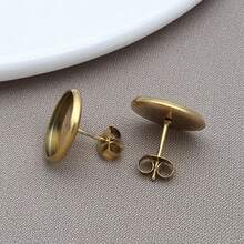 10pcs Stud Earring Kit 304 Stainless Steel Blank Stud Earring Bezel Cabochon Setting Post With Backs For Jewelry Making DIY Findings 10/12/14mm - Multicolor - View 11