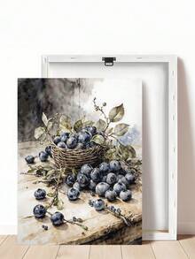 1pc Rustic Grapes Poster, Vineyard Kitchen Wall Art, Tuscan Grape Print, Farmhouse Dining Room Decor, Vintage Flower Wall Posters, Retro Beige Watercolor Flower, Fruit Art Oil Painting Poster, Bedroom Decor, Living Room Decor, Office Decor