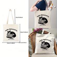 Women's Large Capacity Tote Bag - Open Design Book Lover's Must-Have, With Sleeping Cat Pattern, Machine Washable Beige Daily Work, School, Travel Bag - Sturdy Handle Suitable For Bookworms And Pet Owners, Cat-Themed Accessories, Durable Polyester Canvas - Image Color - View 6