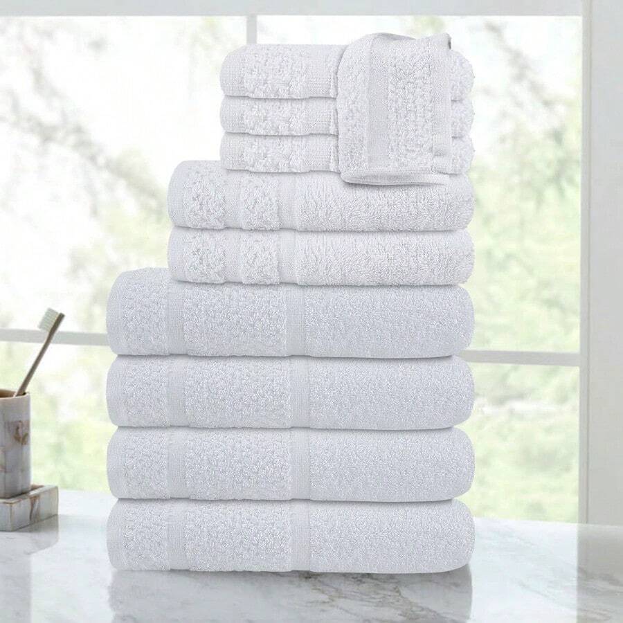 10 Piece Towel Set With Upgraded Softness And Durability White