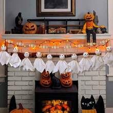 1 szt. Dekoracja kominka z motywem ducha na Halloween – funkcjonalne wiszące ozdoby do kominka, do salonu, do aranżacji nawiedzonego domu, idealne do przerażającej, sezonowej estetyki