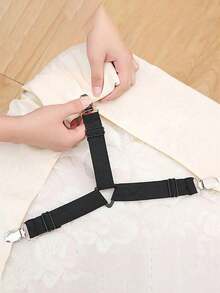 Adjustable Elastic Bed Sheet Straps Fasteners Set - Knitted Sheet Holders For Secure Bedding - Hand Wash Only Grippers For Mattress, Sofa, And Tablecloth - Universal Fit Sheet Clips, Triangle Bed Sheet Holders, Sheets Fasteners Clips, Adjustable Sheet Suspenders, Mattress Gripper Clips, For Bed Mattress Cover