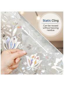 1 Roll Window Privacy Film, Decorative Stained Glass Window Film, Heat Blocking Window Clings, Renter-Friendly Static Cling Frosted Window Sticker Covering For Home, Rainbow Tulip - Multicolor - View 7