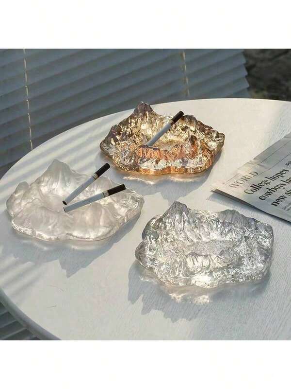 A Senior Glacier Ashtray Home Decoration, Light Luxury Creative Design Cigar Ashtray, Office Hotel Senior Decoration, Thick Texture Personalized Design, Home Living Room Bar Multi-Scene Application, Multi-Color Senior Imitation Glacier Effect Smoke Container, Jewelry Jewelry Decoration Storage, Crystal Glass Cigar Jar, Personalized Home Desktop Decoration Decoration