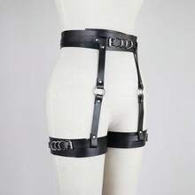 1pc Sexy Leather Garter Belt, Women Gothic Punk Thigh High Stocking Suspender Leg Harness Lingerie Accessory