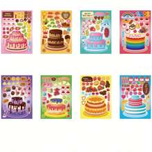 8/16pcs Sweet Dessert Cake Puzzle Stickers, Fruit Cake DIY Dress Up Sticker Decals, Holiday Party Gift Bag Filler Stickers, Birthday Gift Craft Sticker - Multicolor - View 5