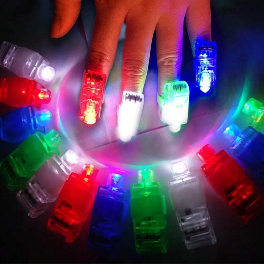 50 LED Fingerlights - Small Finger Flashlights, Illuminating, Fun Toys, Party Gifts. Suitable For Parties Such As Birthdays, Christmas, Halloween, Etc. Party Supplies. Fun Toy Gifts For Cheering At Parties. Suitable For Adult Halloween Parties. Can Be Used As Candy Bag Gifts. LED Fingerlights Are Also Applicable For Easter, Halloween And Christmas. - Màu sắc hỗn hợp - Xem 1