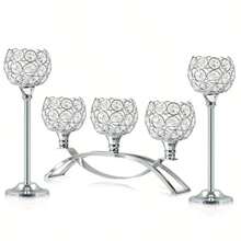 1pc 3-Arm/5-Arm Crystal Candle Holder, Decorative Centerpiece For Home, Wedding, Party, Halloween, Christmas, Anniversary