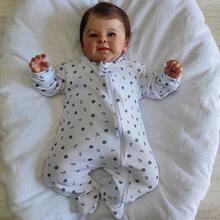 Long Sleeve Romper For Baby Girl Comfortable Pajamas With Zipper In Printed Ribbed Knit - Size RN, S, M And L - Marine Anchor - View 2
