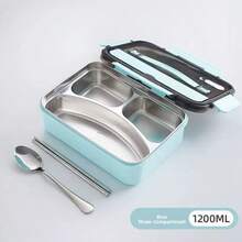 1200ML Stainless Steel Insulated Bento Lunch Box, Meal Prep Container With Compartments For Office Workers, Students, Suitable For Fruit, Pudding, Yogurt, Salad, Cereal, Milk, Soup, Great For Home, School, Office, Travel, Outdoor Picnic, Holiday Gift