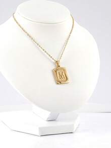 26 Stücke englisches Buchstaben Quadrat Anhänger, vintage kubanischer Hip-Hop-Chic Buchstaben Quadrat Platte Anhänger Halskette