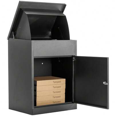 Package Delivery Box For Outside, 17.3''L*13.8''W*22.1''H, Large Galvanized Steel Delivery Box For Packages, Anti-Theft Wall Mounted Mailbox, Lockable Drop Delivery Box For Porch, Curbside