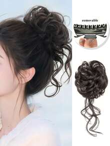 Messy Bun Hairpiece With Natural Fringes,Synthesis Heat-Resistant Ponytail Hair Extensions, Hair Bun Scrunchies, Clip-On Hair Accessories. Hair Bun Claws Claw Clips For All Seasons,Occasion