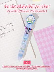 Sanrio Penna a sfera retrattile di alta qualità Sanrio da 0,7 mm, penna a sfera retrattile a tema Melody, Kuromi, Pompompurin, penna decorativa per scrivere, disegnare, forniture per ufficio e scuola per ragazze