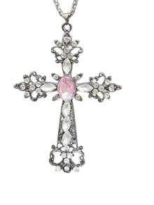 1 Piece Of Hollow Carved Cross Inlaid With Zirconia Ornate Gothic Multicolor Metal Necklace, Suitable For Daily Wear For Women's Party Dance - Multicolor - View 3