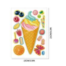 8pcs/16pcs Cute Cartoon Ice Cream Stickers For DIY Crafts, Makeup, Gift Packaging, Decor, Holidays & Parties