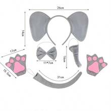 New Personalized Small Elephant Animal Headband, Elephant Ear Headband Combination, Fashionable Stage Performance Party Accessories, Cute Elephant Headband & Gloves Set, Stylish Party Elephant Costume Headpiece Accessories - Elephant Four Piece Set - View 14