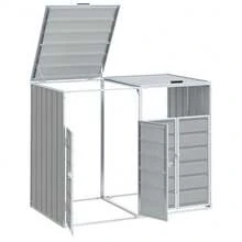 vidaXL Wheelie Bin Storage For Double Bins  56.7"X31.9"X44.5" Steel - Grey - View 4
