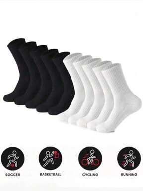 50pcs/Pack, 40pcs/Pack, 30pcs/Pack, 24pcs/Pack, 20pcs/Pack Women's Black & White Tight-Fitting Sports Socks, Running Socks, Suitable For Cycling, Thick Crew Socks, Comfortable For Daily Wear, Couples Casual Warm Long Socks, Antibacterial & Moisture-Wicking, Suitable For Home Wear, 12pcs/Pack, 10pcs/Pack, 8pcs/Pack, 6pcs/Pack, 4pcs/Pack, 2pcs/Pack
