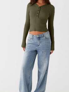 Women's Autumn Knit Tops Long Sleeve Lapel V Neck Button Up Slim Cable Ribble Solid Color Knitwear Going Out Streetwear - Army Green - View 6