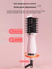 PinkSings Mini Travel Hair Dryer Brush, Compact Hot Air Brush With 2-Inch Oval Brush Head, 3-In-1 Blow Dryer/Curler/Straightener Professional Salon-Grade Electric Hair Dryer Brush, Suitable For Women