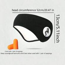1pc Sleep Soundproof Ear Muffs, Adjustable Hook And Loop Eye Mask, Multifunctional Eye Mask And Ear Cover, With Earplugs, For Noise-Blocking Without Pressing Ears, Adjustable Sports Headband, Cold Weather Protection, Suitable For Sleeping, Napping, And Night Use Throughout The Year, For Bedroom, Travel, Office, School, Outdoor Activities, Made Of Polyester Fiber