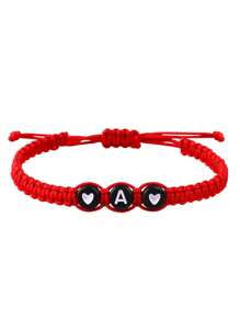 Neue europäische und amerikanische handgefertigte 26 Buchstaben Buchstaben Armband für Frauen, zierliches herzförmiges Paar Armband, Muttertags Geschenk für Mutter, Freunde, Geliebte - Rot - Übersicht 25