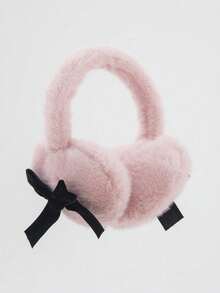 1 件可爱蝴蝶结设计毛绒耳罩，女士冬季防寒秋季装饰 - 彩色 - 查看 12