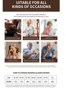 1 Par de Óculos de Leitura Femininos, Óculos de Aumento para Leitura de Telefone e Livro, Força +1,00 a +4,00, Nova Armação Estampada de Oncinha, Óculos Decorativos Adequados para Pessoas de Meia-Idade e Idosos
