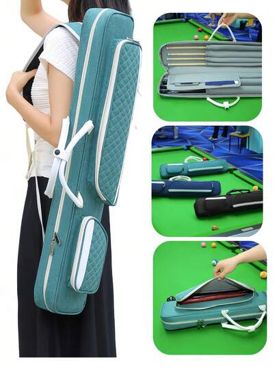 7-Queue Kapazität Billard Queue Koffer, große Aufbewahrung, strapazierfähiger Oxford-Stoff, mehrere Tragemodi: Schulter, Umhänge, Handgriff, reflektierender Gurt, gepolsterter Griff, leichtgängiger Reißverschluss, Bodenkissen, ideal für Pool- und Snooker-Enthusiasten