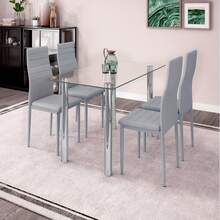 Modern Glass Dining Rectangle Table With Chromed Legs,Kitchen Dining Room Furniture - White - View 4