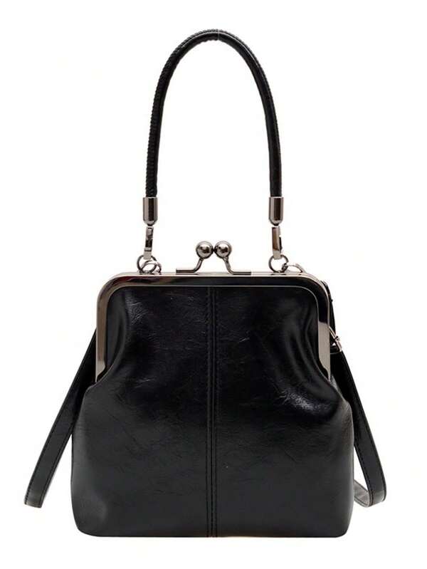 Nova bolsa de mão retrô de material PU da moda 2025, bolsa de ombro feminina destacável com fecho de botão e carteira.