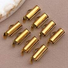 10 buah Gesper Ujung Geser Stainless Steel 304, Gesper Tabung, Penutup Ujung Geser, Aksesoris Perhiasan, Perlengkapan untuk Pembuatan Perhiasan DIY - MultiWarna - View 22