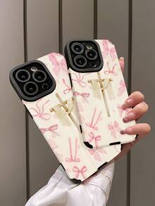 1 pièce Étui de téléphone de haute qualité  à rayures verticales, motif croisé rétro à nœud, anti-chute et anti-traces de doigts, compatible avec Apple et autres modèles - Multicolore - Voir 4