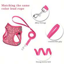 1 pezzo Set pettorina per animali domestici con motivo leopardato, pettorina leggera e regolabile per cani e gatti di piccola e media taglia