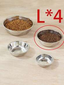 1pc/2pcs Stainless Steel Cat/Dog Bowl, Pet Feeding Bowl, Anti-Slip Anti-Bite Durable
