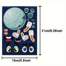 6/12 Pcs Space Planet Stickers For DIY Decoration, Scrapbooking, Gift Packaging, Toys, Festival Party