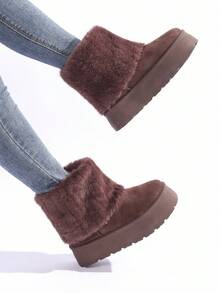 2025 Winter New Plush Ankle Boots, Fashionable Interchangeable Snow Boots, Brown - Coklat - View 3