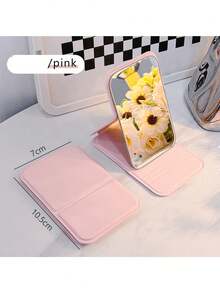 1pc Makeup Mirror, Student Dorm Touch-Up Mirror, Travel Portable Folding Small Mirror, Mini Pocket Mirror + Comb - Multicolor - View 7