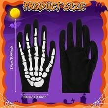 4/3/2/1 Pairs Halloween Skull Touchscreen Skeleton Gloves, Suitable For Women And Children's Halloween Party Costumes, Black Polyester Gloves - Multicolor - View 2