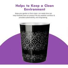 HOMION 9 Litre Flora Waste Container Basket Storage Bin For Office Room Bathroom Usage Light Floral Plastic Smooth - Black - View 3