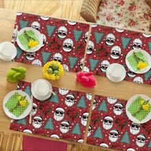 Christmas Santa Claus Fashion Glasses Linen Placemats, Heat Insulation Pads, Food Mats, Restaurant Supplies, Restaurant Decor, Outdoor Picnic Mats, Holiday Gifts, Suitable For Restaurants, Kitchens, Outdoor, Picnics, Holidays - Multicolor - View 8