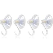 1st Choice Plastic Suction Cup Hooks, 4 Pack Ultra Heavy Duty Power Lock Vacuum Traceless Smooth Waterproof Oil-Proof Wall Shower Kitchen Window Bathroom Holder