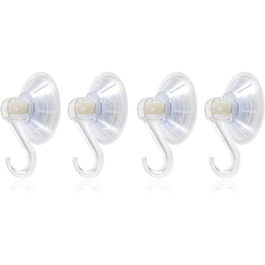 1st Choice Plastic Suction Cup Hooks, 4 Pack Ultra Heavy Duty Power Lock Vacuum Traceless Smooth Waterproof Oil-Proof Wall Shower Kitchen Window Bathroom Holder