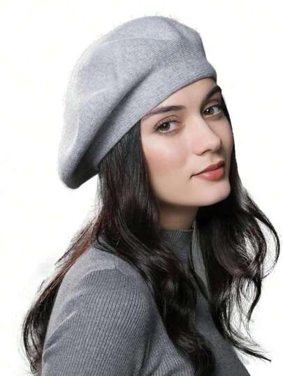 1pc女士贝雷帽针织帽时尚欧美风保暖护耳帽秋冬